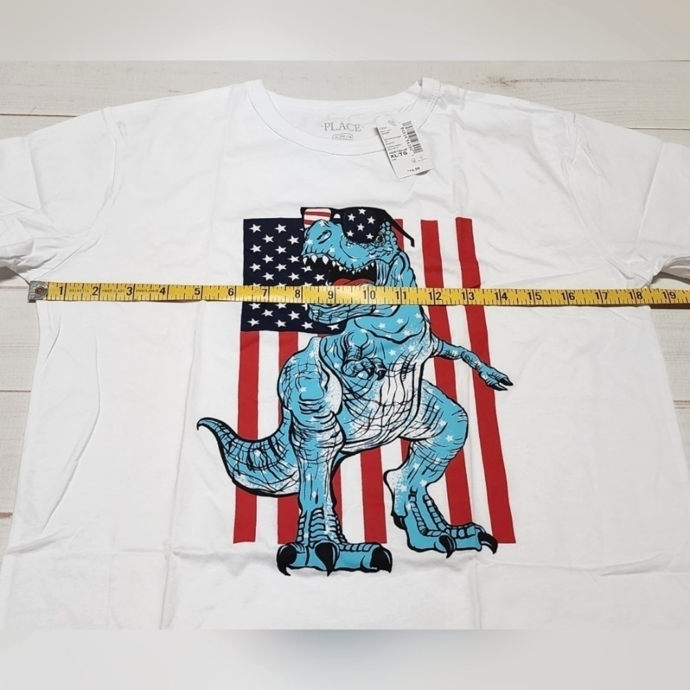 The Children's Place Americana Dino Graphic Tee  XL (14) - New With Tags - Picture 4 of 6